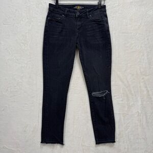 Lucky Brand Jeans Womens 4/27 Black Lolita Capri Distressed Raw Hem Mid Rise